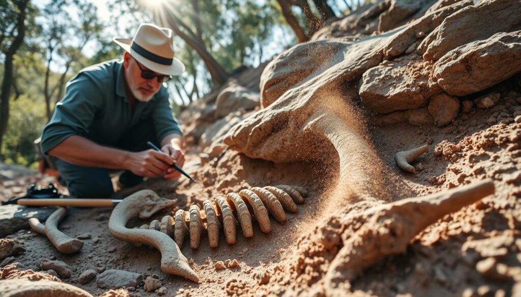 Excavating fossils Excavating fossils